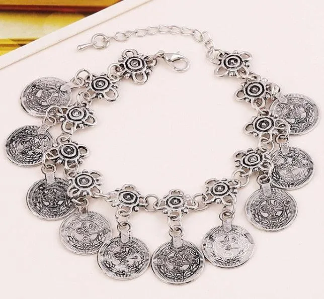 Bohemian Thin Coin Bracelet