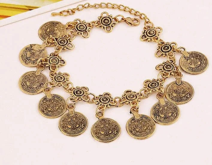 Bohemian Thin Coin Bracelet