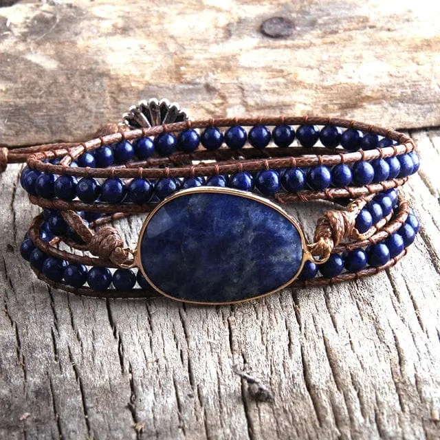 Boho Beaded Stone Wrap Bracelet