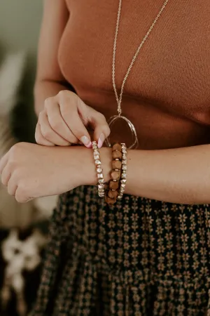 Boho Beads Bracelet Stack, Brown