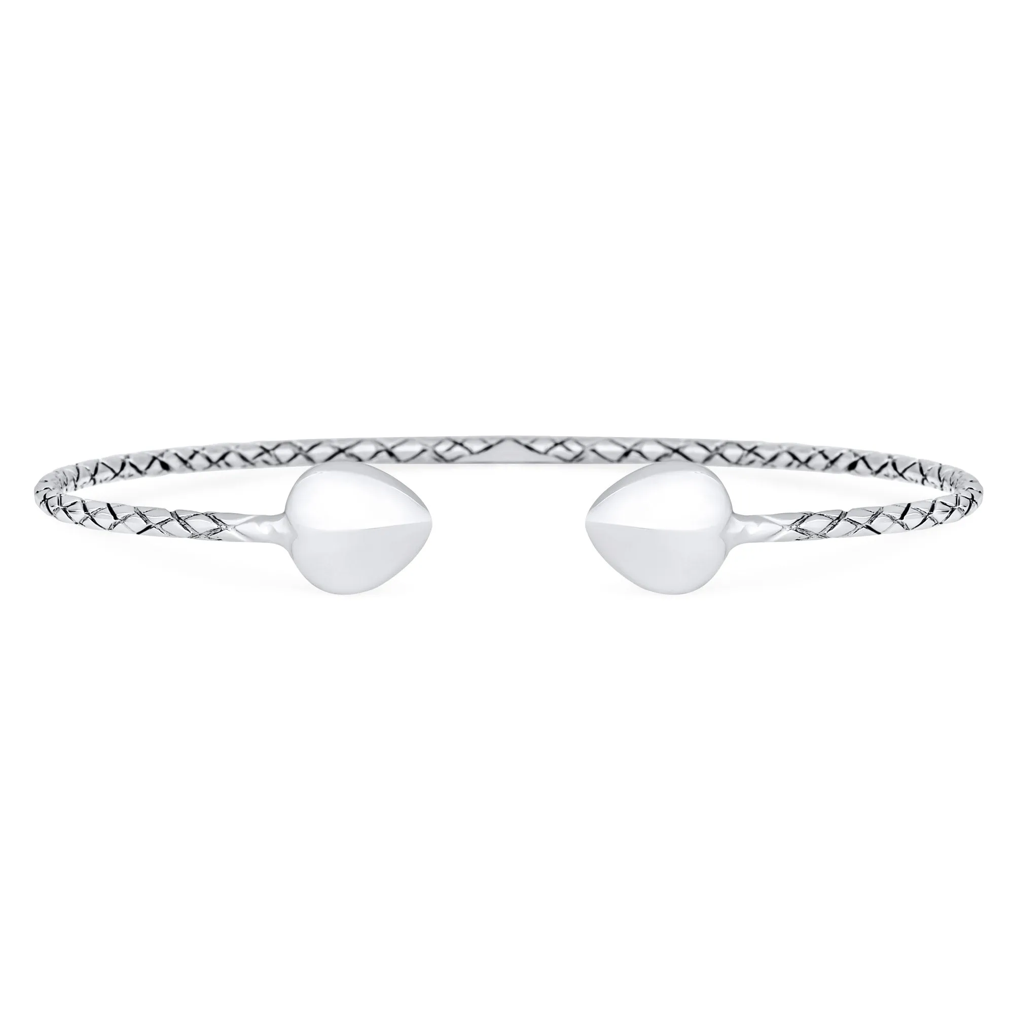 Boho Western Arrow Heart Twist Stackable Bangle Bracelet, Sterling Silver, 7.5 Inch