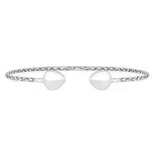 Boho Western Arrow Heart Twist Stackable Bangle Bracelet, Sterling Silver, 7.5 Inch