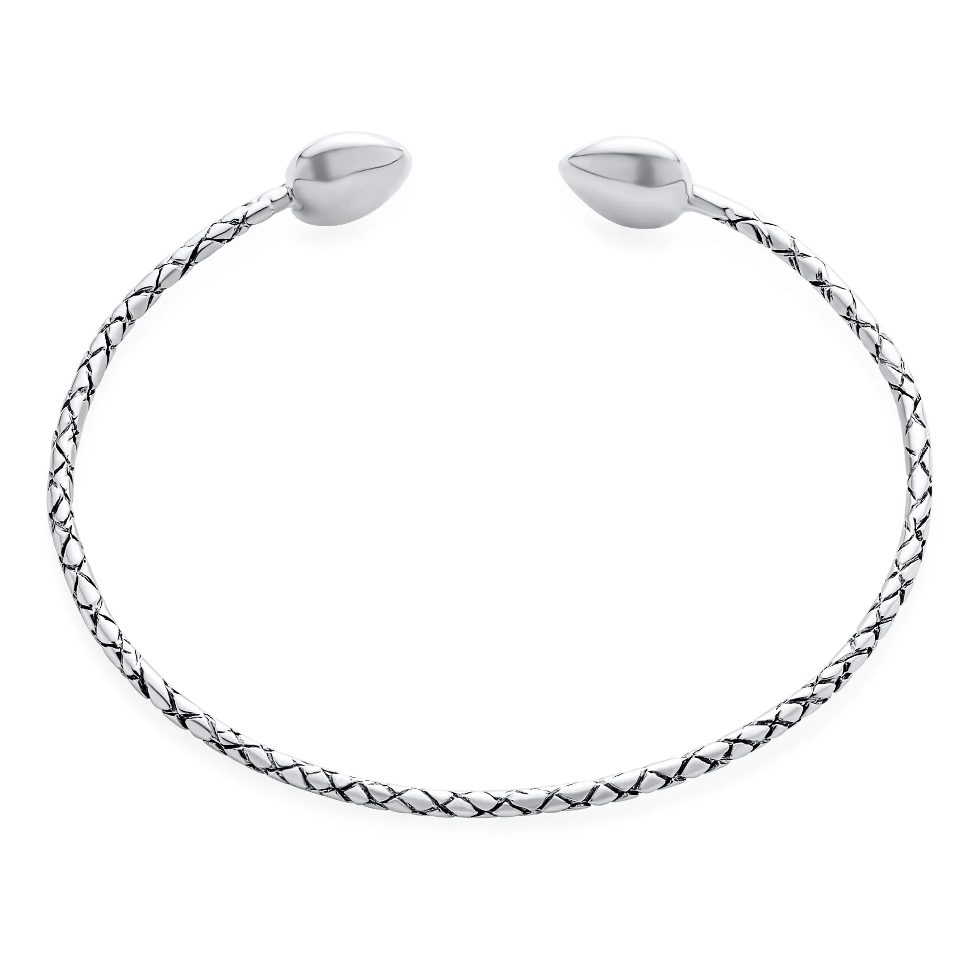 Boho Western Arrow Heart Twist Stackable Bangle Bracelet, Sterling Silver, 7.5 Inch