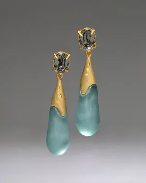 BonBon Crystal Small Teardrop Earring in Teal Blue