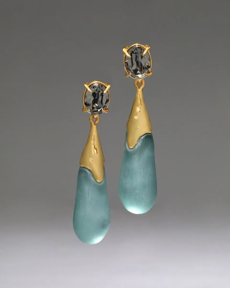 BonBon Crystal Small Teardrop Earring in Teal Blue