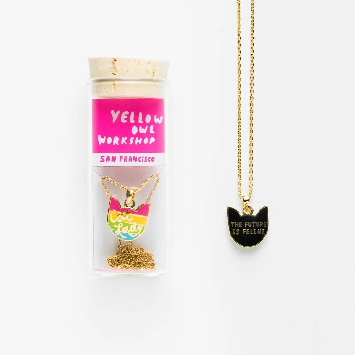 Cat Lady / The Future Is Feline Double Sided Pendant