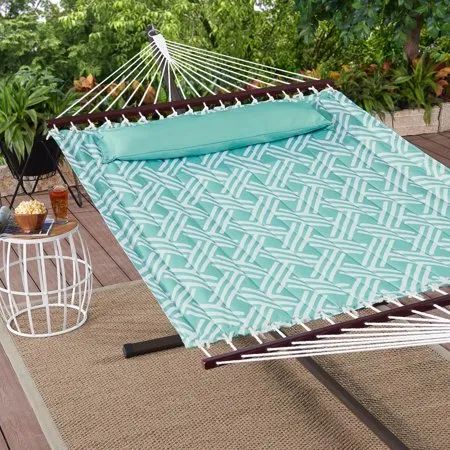 Chic Isle Quilted Outdoor Double Hammock in Mint