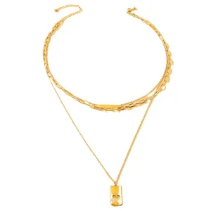 Chic Metal Chain Layered Necklace Set with Collars - Vienna Verve Collection