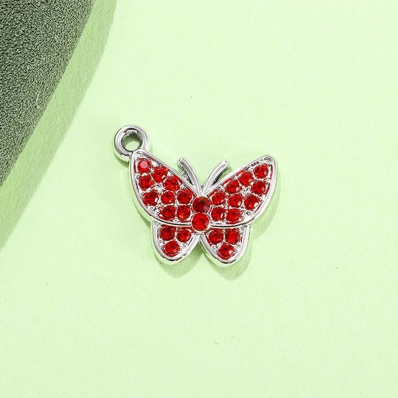 Colorful Diamond Butterfly Diy Bracelet Clavicle Chain Anklet Female Jewelry Pendant UV Color Retaining Alloy Electroplating Accessories