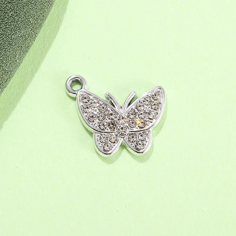 Colorful Diamond Butterfly Diy Bracelet Clavicle Chain Anklet Female Jewelry Pendant UV Color Retaining Alloy Electroplating Accessories