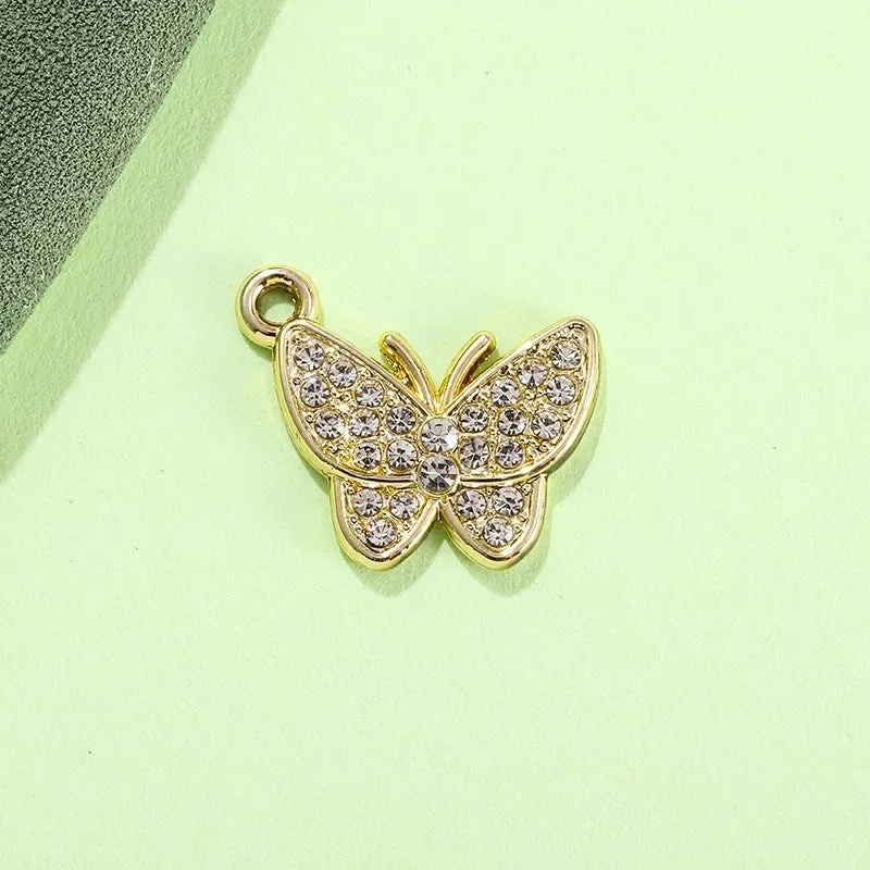 Colorful Diamond Butterfly Diy Bracelet Clavicle Chain Anklet Female Jewelry Pendant UV Color Retaining Alloy Electroplating Accessories