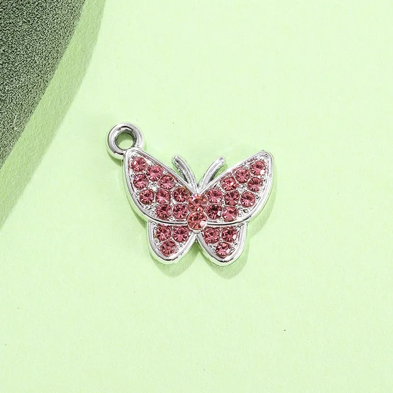 Colorful Diamond Butterfly Diy Bracelet Clavicle Chain Anklet Female Jewelry Pendant UV Color Retaining Alloy Electroplating Accessories