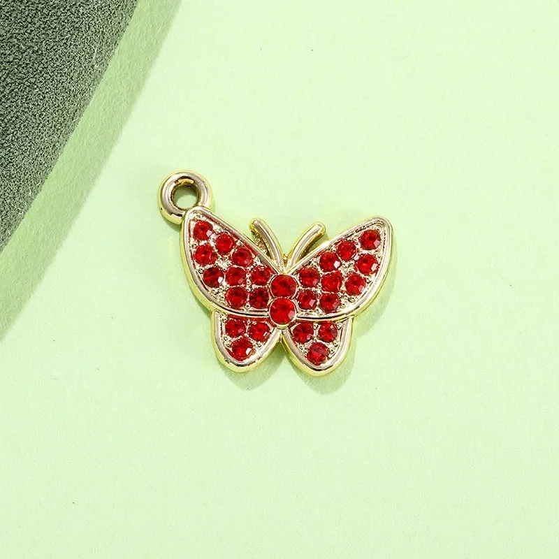 Colorful Diamond Butterfly Diy Bracelet Clavicle Chain Anklet Female Jewelry Pendant UV Color Retaining Alloy Electroplating Accessories