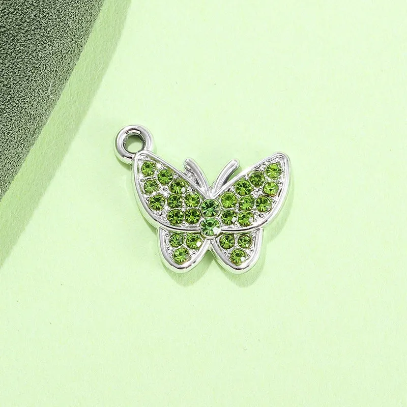 Colorful Diamond Butterfly Diy Bracelet Clavicle Chain Anklet Female Jewelry Pendant UV Color Retaining Alloy Electroplating Accessories