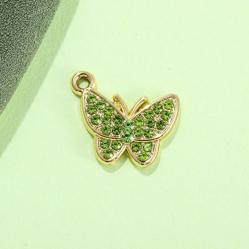 Colorful Diamond Butterfly Diy Bracelet Clavicle Chain Anklet Female Jewelry Pendant UV Color Retaining Alloy Electroplating Accessories