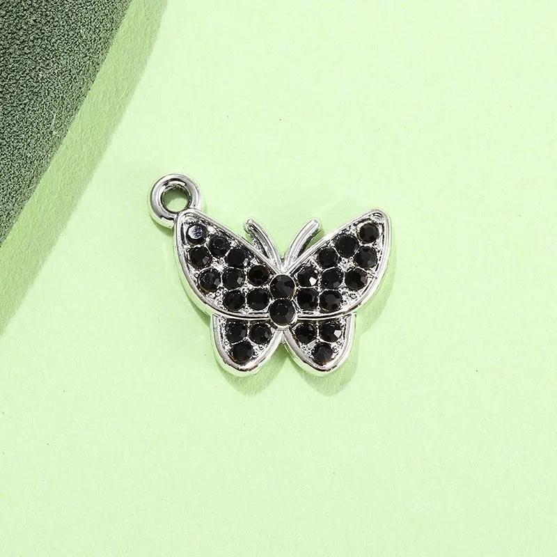 Colorful Diamond Butterfly Diy Bracelet Clavicle Chain Anklet Female Jewelry Pendant UV Color Retaining Alloy Electroplating Accessories