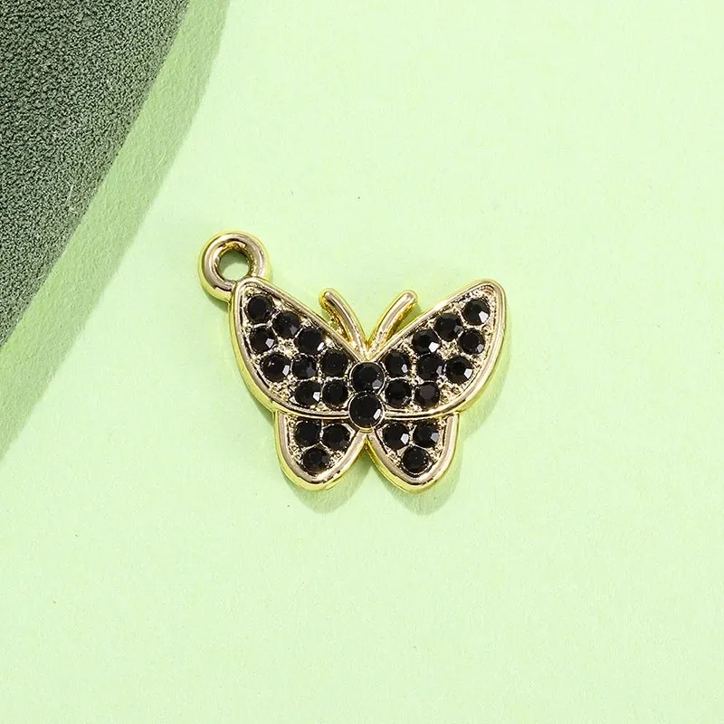 Colorful Diamond Butterfly Diy Bracelet Clavicle Chain Anklet Female Jewelry Pendant UV Color Retaining Alloy Electroplating Accessories