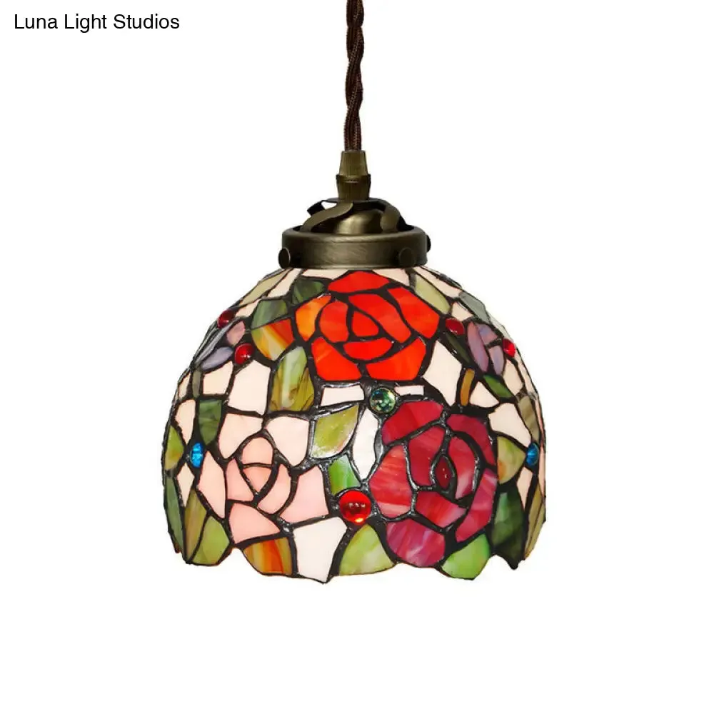 Colorful Stained Glass Pendant Light for Dining Room - Tiffany Style