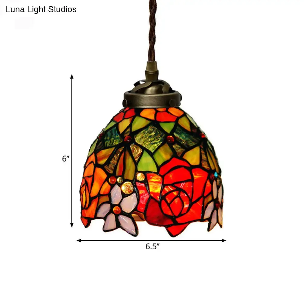 Colorful Stained Glass Pendant Light for Dining Room - Tiffany Style