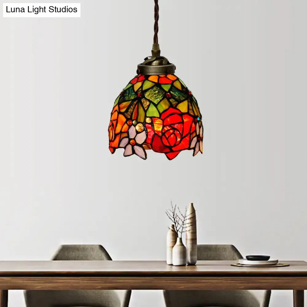 Colorful Stained Glass Pendant Light for Dining Room - Tiffany Style