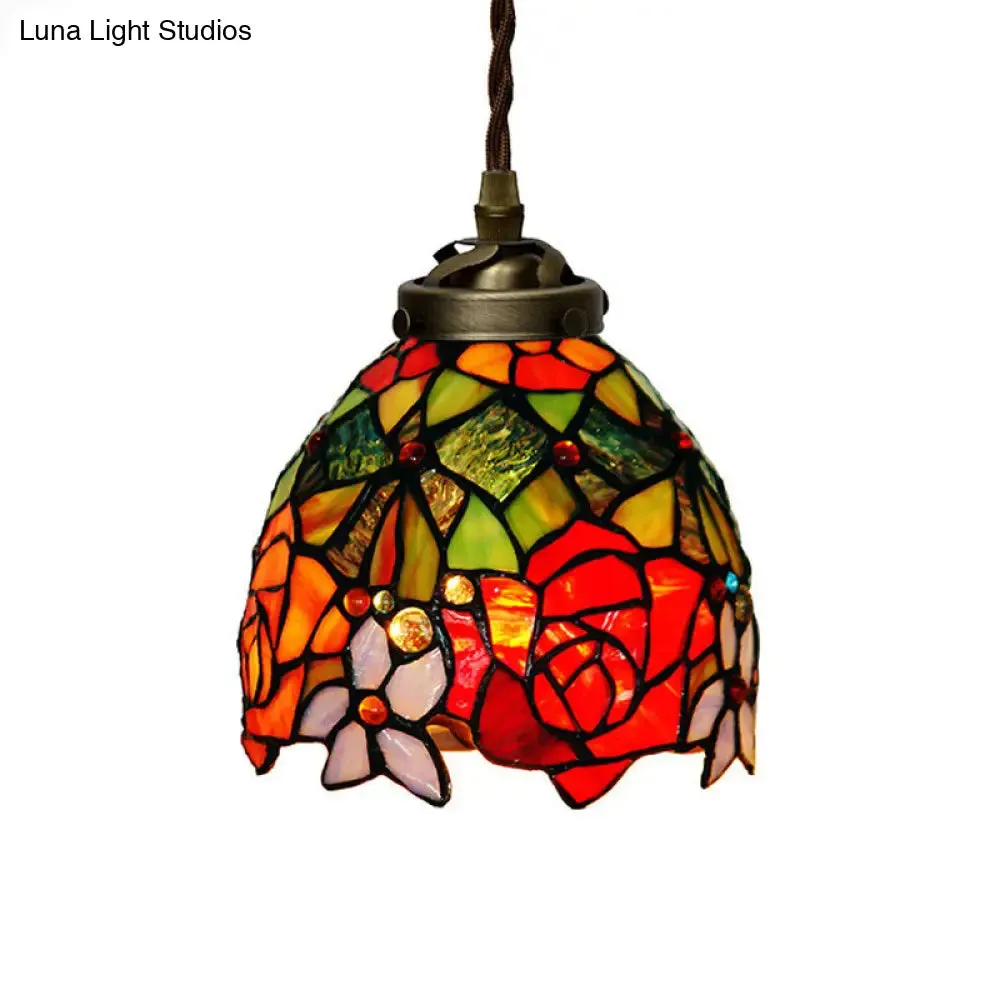 Colorful Stained Glass Pendant Light for Dining Room - Tiffany Style