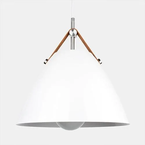 Cone Pendant Light with Faux Leather Strap