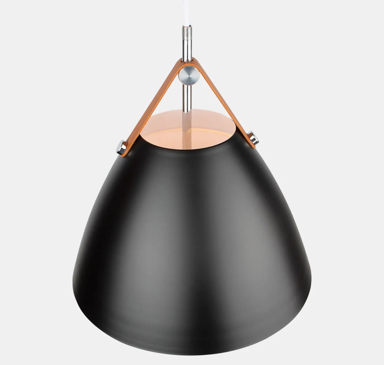 Cone Pendant Light with Faux Leather Strap