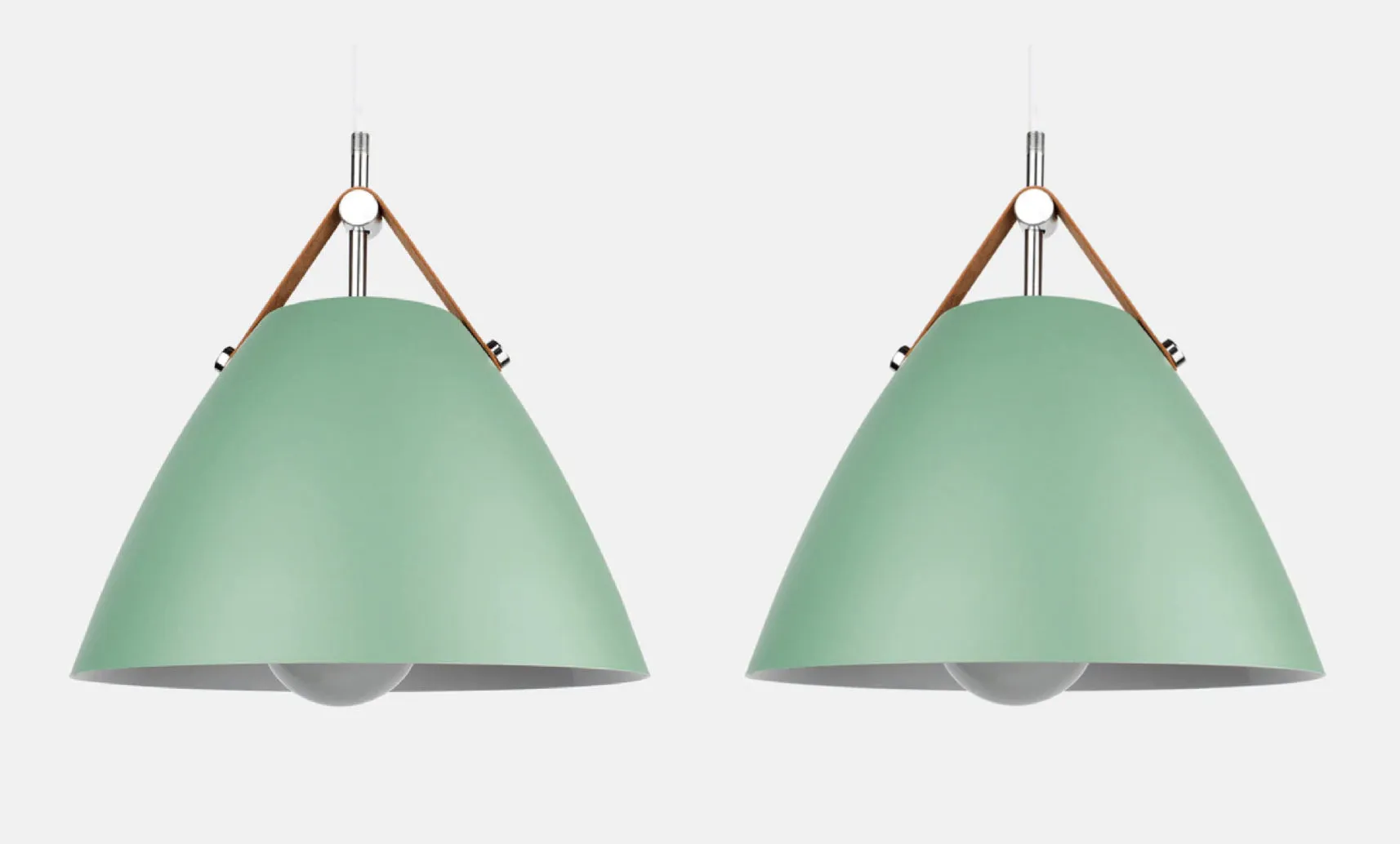 Cone Pendant Light with Faux Leather Strap