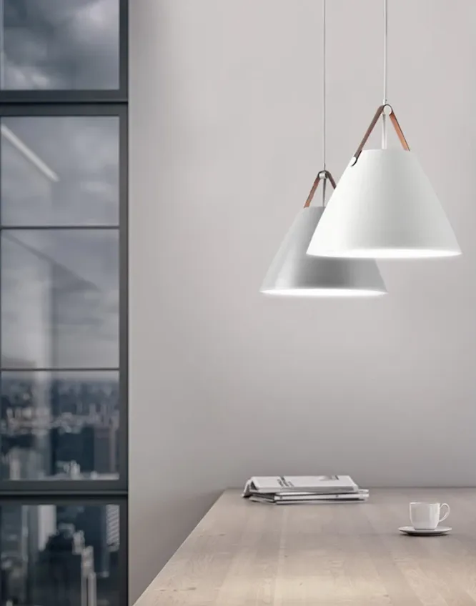 Cone Pendant Light with Faux Leather Strap