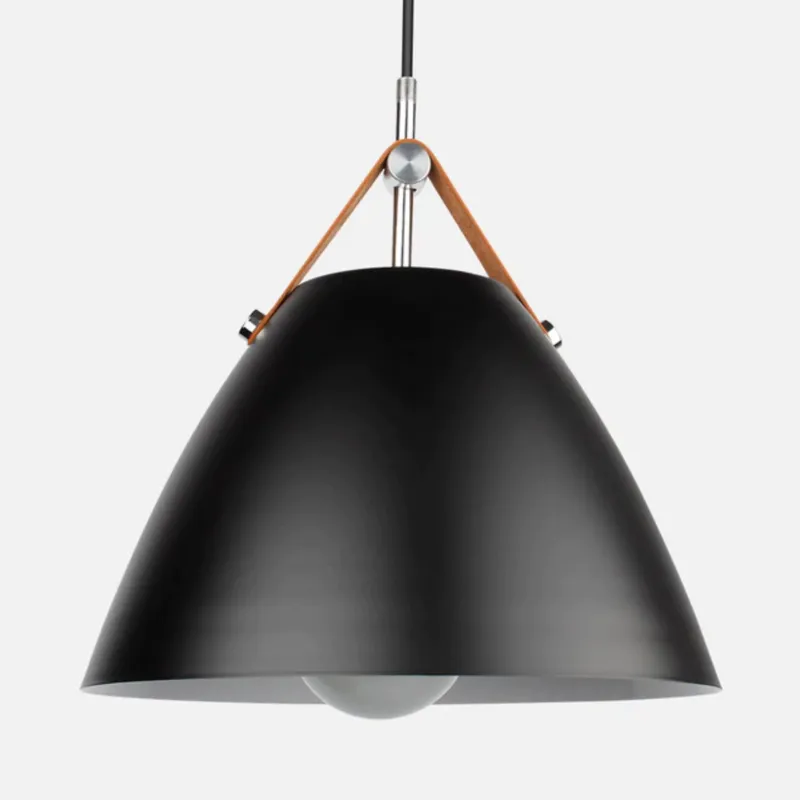 Cone Pendant Light with Faux Leather Strap