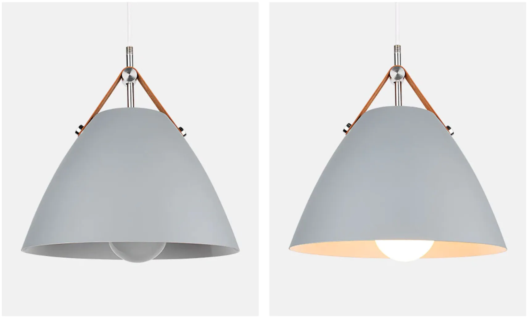 Cone Pendant Light with Faux Leather Strap