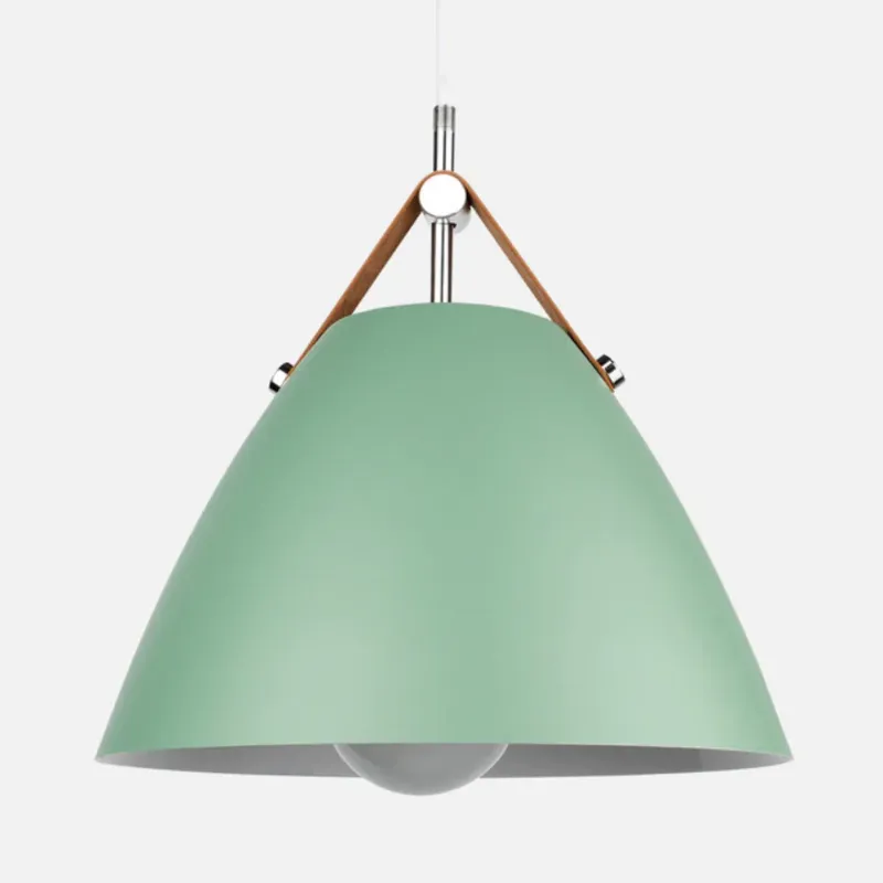 Cone Pendant Light with Faux Leather Strap