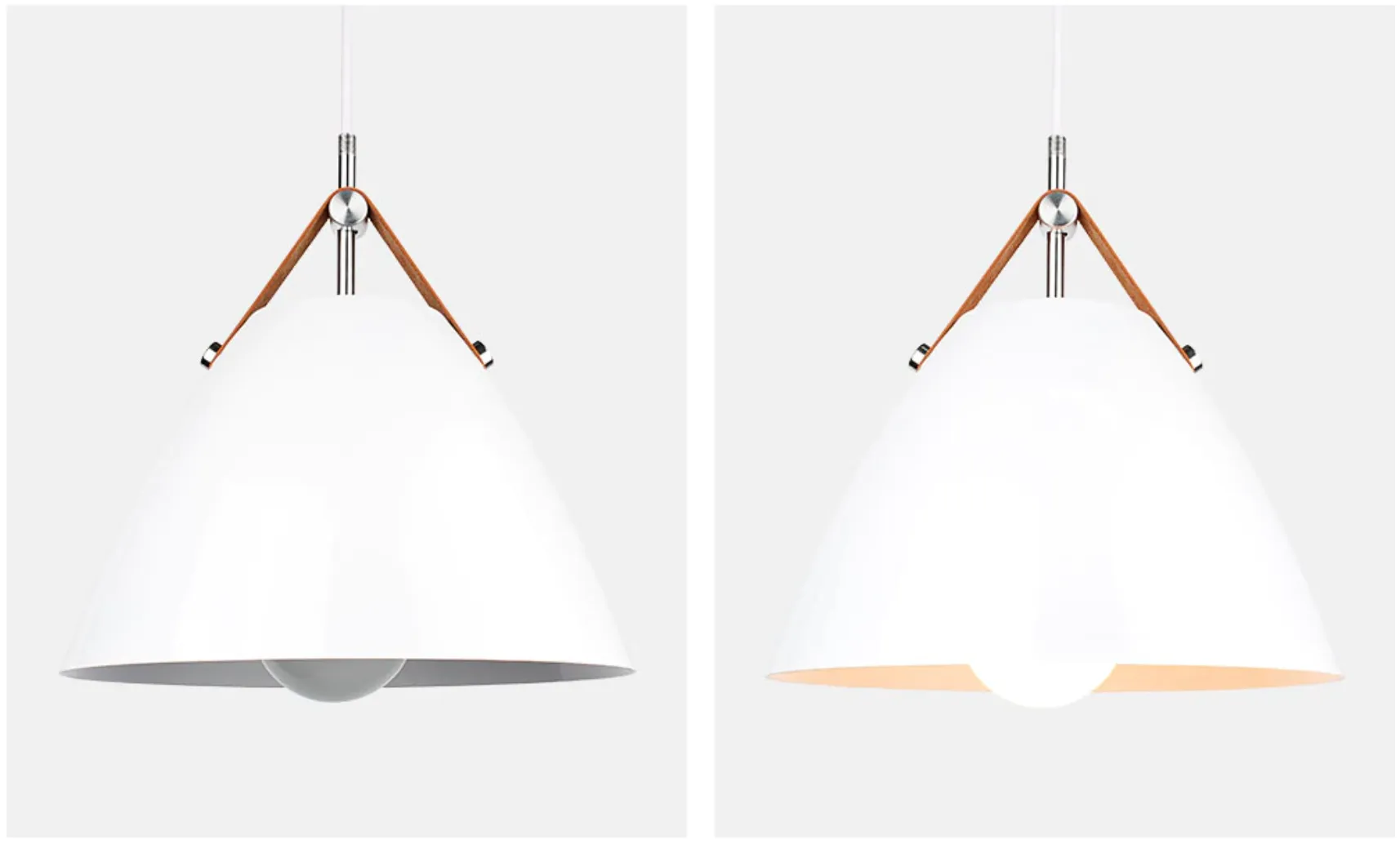 Cone Pendant Light with Faux Leather Strap