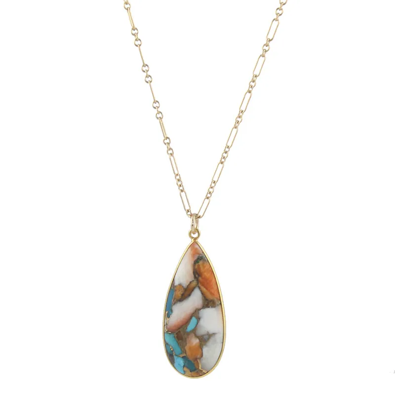 Copper Oyster Turquoise Pendant Necklace