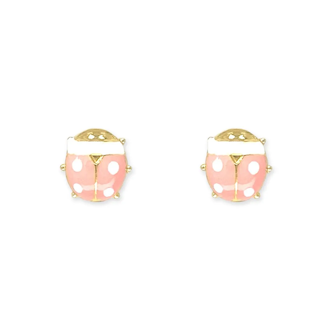 Coral Pink Ladybird Earrings