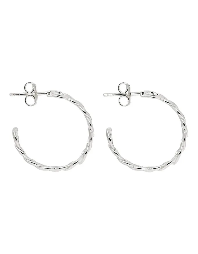 Curb Large Silver Hoop Earring E6526