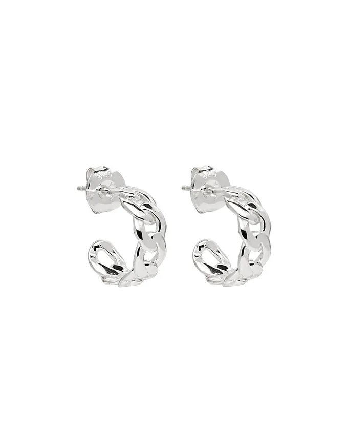 Curb Small Silver Hoop Earring