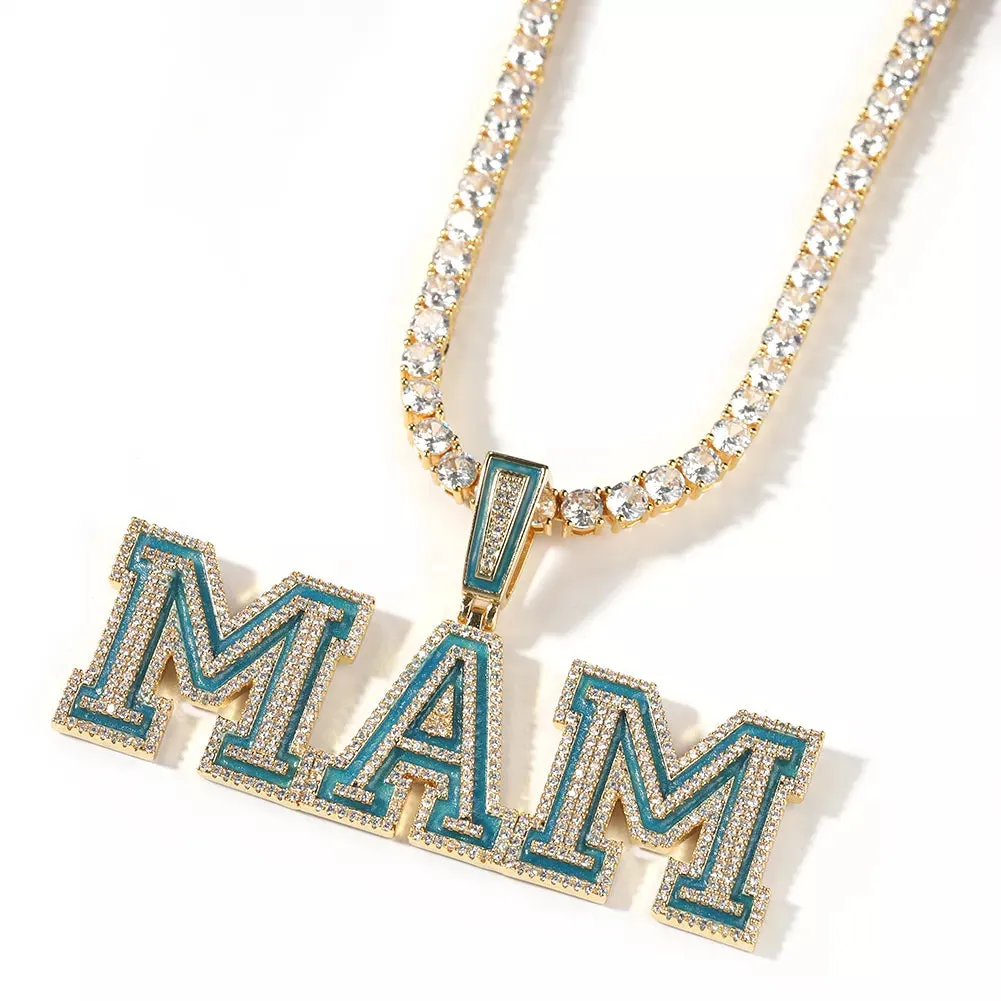 Custom Luminous Colorful Nameplate Diamond Tennis Chain