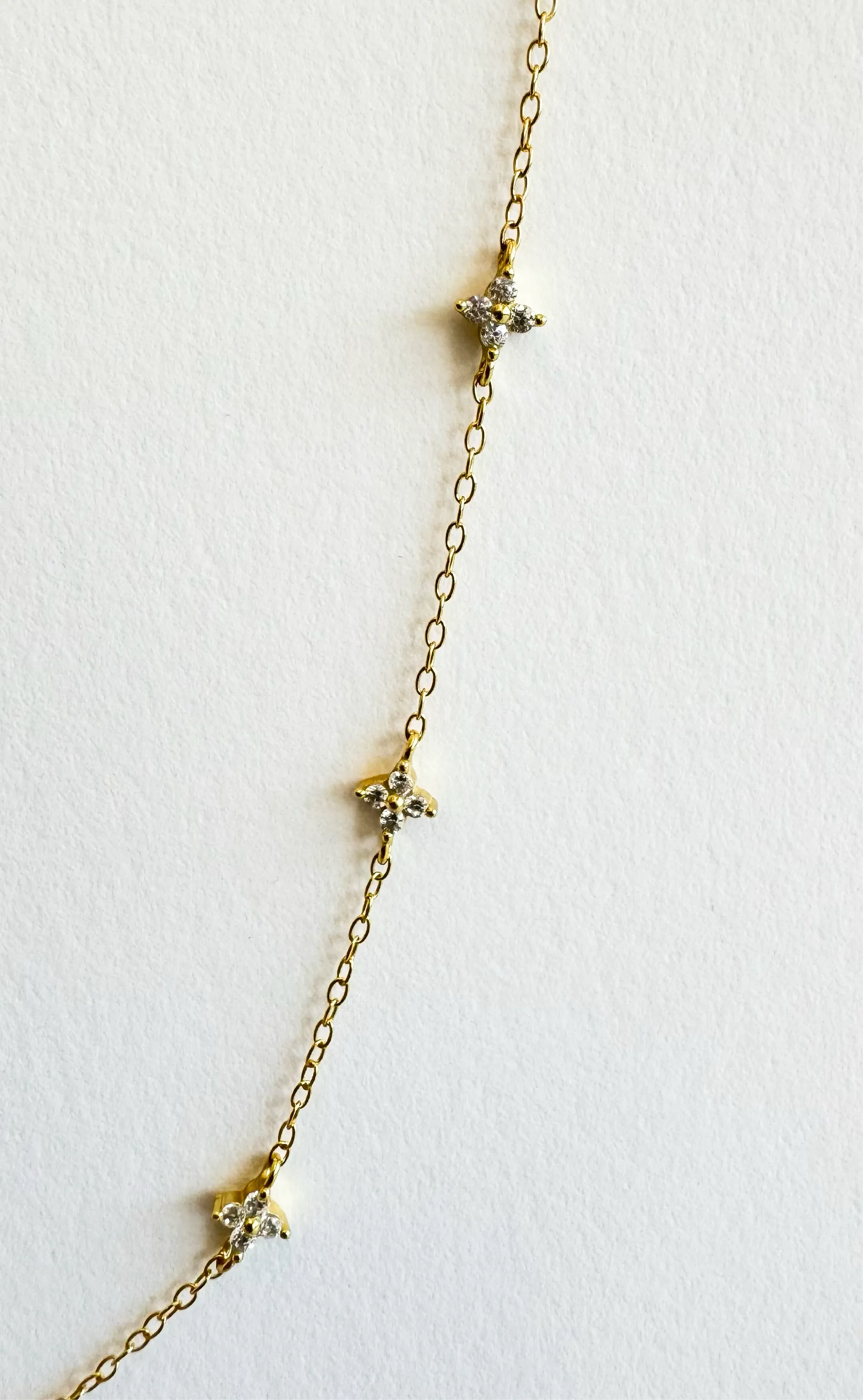 CZ Fleur Station Necklace