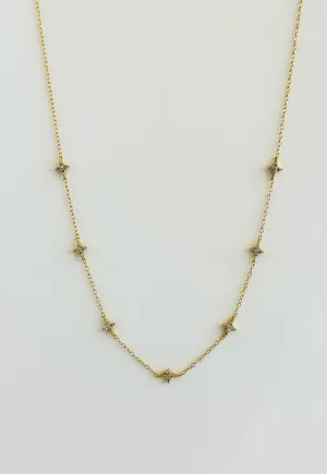 CZ Fleur Station Necklace