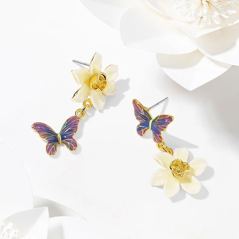 Daffodils & Butterfly Earrings