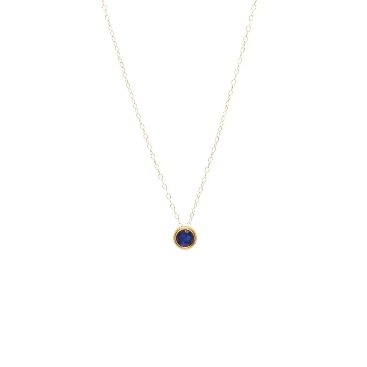 Dainty Minimalist Birthstone Pendant - Genuine Gemstone - Solid 14k Gold