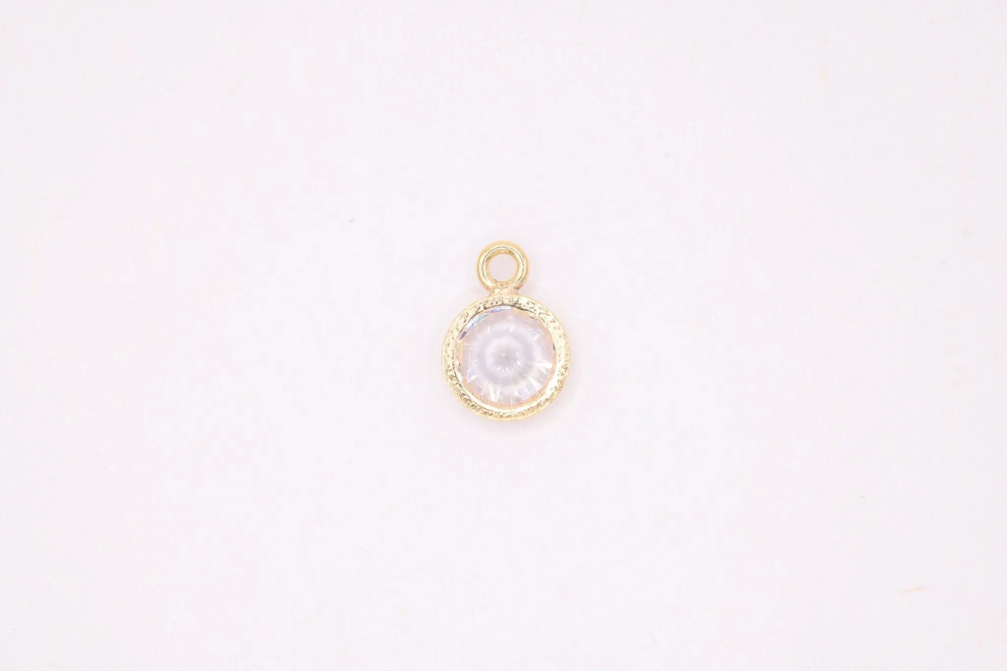 Diamond CZ Gold-Filled Wholesale Drop Charm, April Birthstone, Horizontal Bail