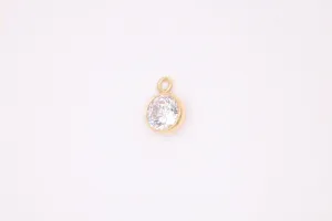 Diamond CZ Gold-Filled Wholesale Drop Charm, April Birthstone, Horizontal Bail