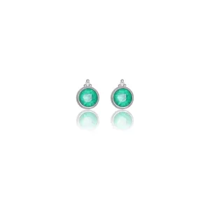 Diamonds by Georgini Natural - Green Agate and Two Natural Diamond May Earrings Silver