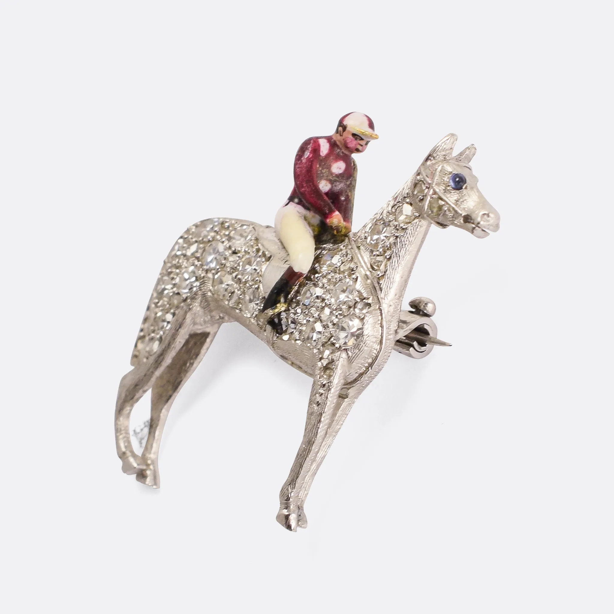 Edwardian Diamond & Platinum "Horse and Jockey" Brooch