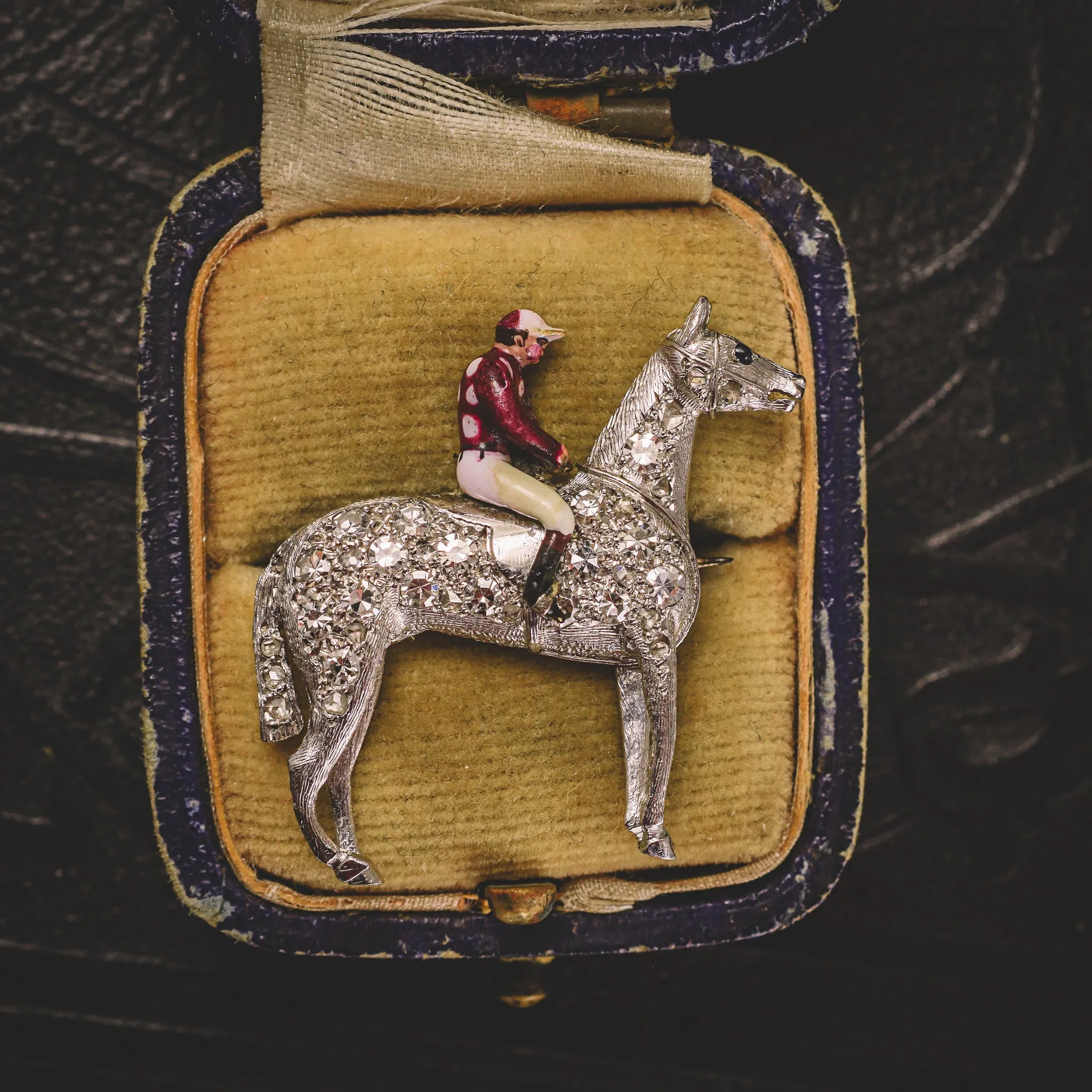 Edwardian Diamond & Platinum "Horse and Jockey" Brooch