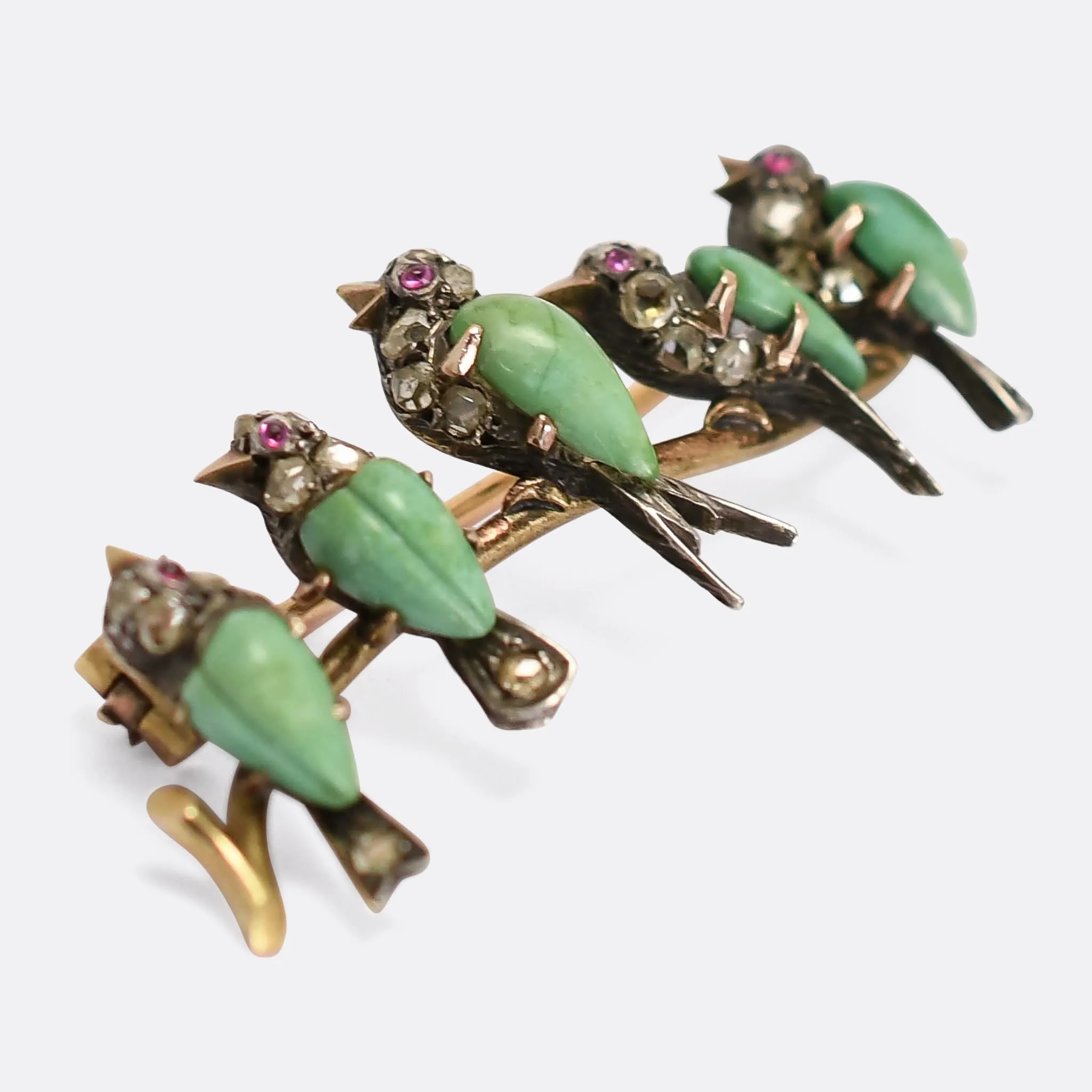 Edwardian Diamond & Turquoise Bird Brooch by Georges Lenfant