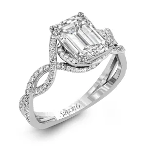 Emerald-Cut Criss-Cross Engagement Ring In 18k Gold With Diamonds