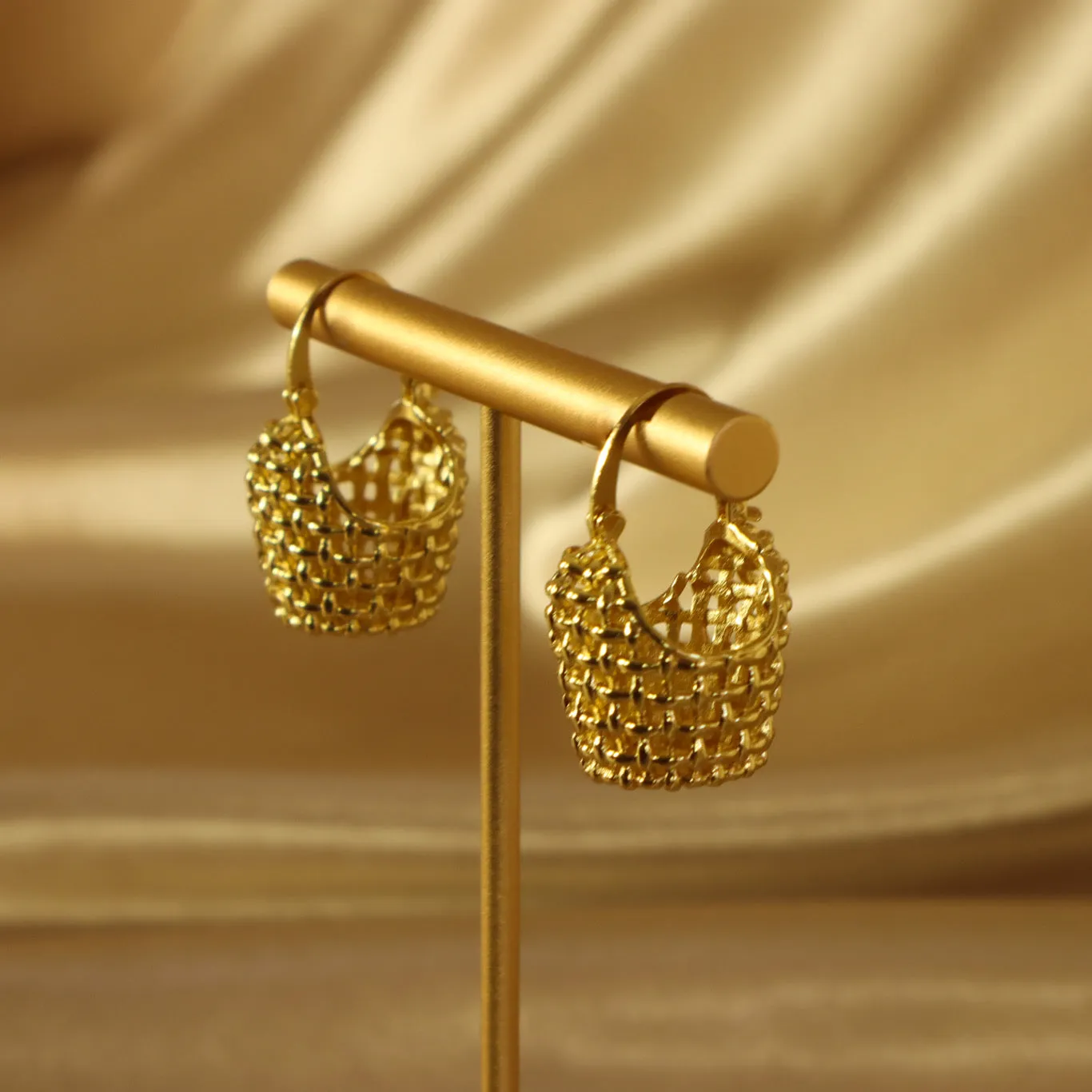 Evangeline 18ct gold plated bucket shaped earrings